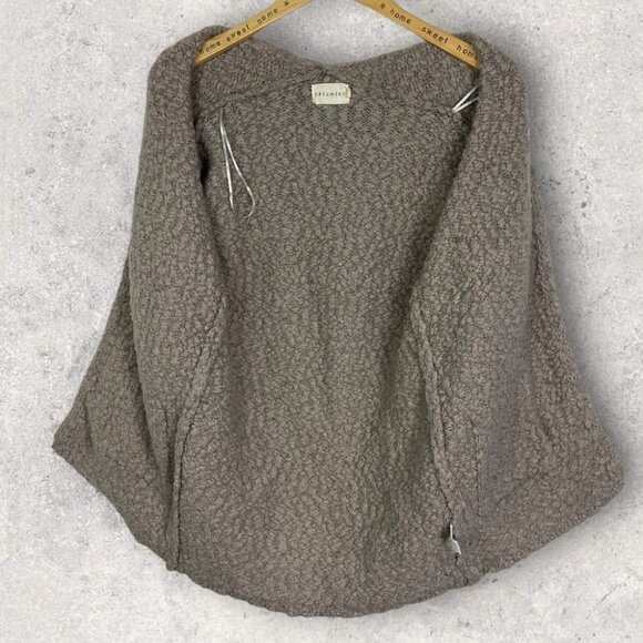 Dreamers‎ Taupe Fuzzy Open Front Cardigan Size Small Medium Tan Beige Minimalist - Picture 3 of 10